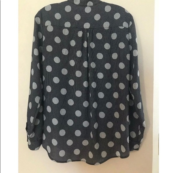 ❤️Pleione Polka Dot Wrap Blouse Top Black Cream - Picture 5 of 5